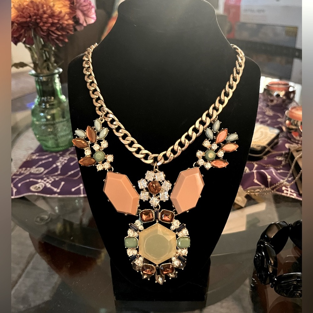 Statement Necklace from LuckyFabb 2013 Peach, Blue, Amber